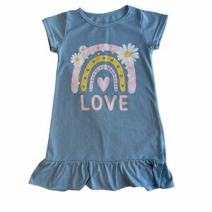 Blue Nightgown with Rainbow and Love Print 2T